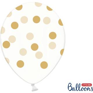 50 stk. Krystal Latex Balloner Klar med Guld Prikker – Luksus Dekoration til Fest 30 cm