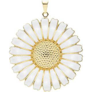 Lund Copenhagen Marguerit Vedhæng - forgyldt med hvid emalje, 43 mm