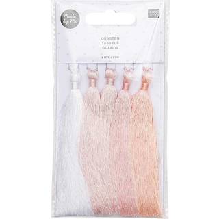 Quasten fein 9cm 5 Stück - Weiß-Rosa