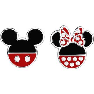 Disney Silver Mickey And Minnie Mouse Stud Earrings - F6742