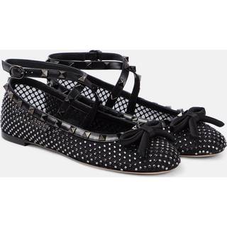 Valentino Garavani Rockstud embellished mesh ballet flats - black - EU 36.5