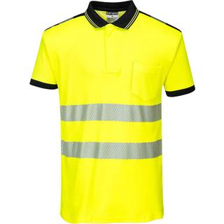 PW3 Hi-Vis Polo-shirt korte ærmer - Gul/Sort (Størrelse: M)