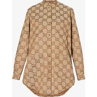 Gucci GG cotton-blend canvas shirt - brown - S