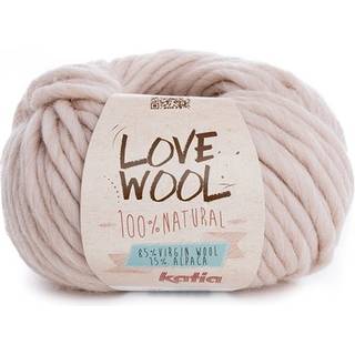 Katia Love Wool 101 Lys beige Indhold:85% uld, 15% alpaca Vægt/længde: 100 g = ca. 50 meter Anbefalede pinde: 12-15 mm Strikkefasthed: 10 x 10 cm = 7 m x 9 p Vask:Håndvask / Tåler ikke tørretumbling.