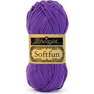 Scheepjes Softfun 2515 Deep Violet Indhold: 60% Bomuld / 40% Akryl Vægt/længde: 50 gram = ca. 140 meter Anbefalede pinde: 3.50-4.00 mm Strikkefasthed: 10 cm = 21 x 30 m Maskinvask / Skåneprogram max 30°C.