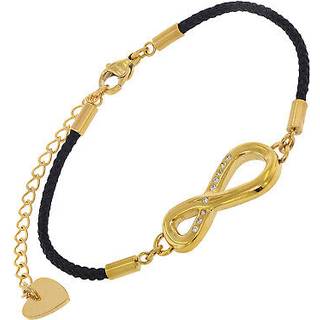 trendor 75891 Damen Leder-Armband Schwarz Unendlichkeit Herz