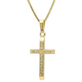 trendor 41858 Kreuz-Anhänger Gold 333/8K mit vergoldeter Silberkette