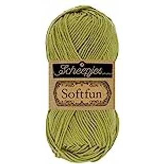 Scheepjes Softfun 2531 Olive Indhold: 60% Bomuld / 40% Akryl Vægt/længde: 50 gram = ca. 140 meter Anbefalede pinde: 3.50-4.00 mm Strikkefasthed: 10 cm = 21 x 30 m Maskinvask / Skåneprogram max 30°C.