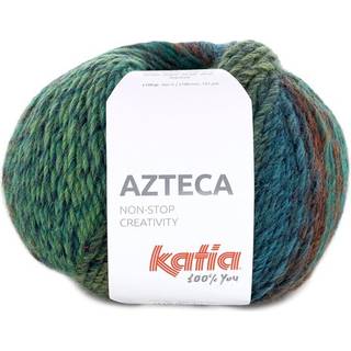 Katia Azteca 91 Smaragd-mørkebrun Indhold: 53% uld, 47% akryl Vægt/længde:100 g = 180 meter Anbefalede pinde: 5-5.5mm Strikkefasthed:10 cm x 10 cm = 17 m x 23 r Vask: Finvask 30º / Tåler ikke tørretumbling.