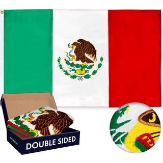 G128 Mexico mexicansk flag | 3x5 ft | Double Toughweave -serien Dobbeltsidet broderet 210D Polyester | Land flag broderet design indend?rs/udend?