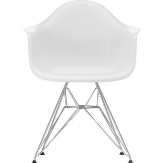 Vitra - Eames RE Plastic Armchair DAR 85 Cotton White Chrome - Spisebordsstole - Charles & Ray Eames - Hvid - Metal/Plast