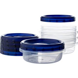 Plasticpro [8 oz 4 Pack] Deli -containere Clear Bottom med bl? top twist p? l?g genanvendelig stabelbar madopbevaring fryser container