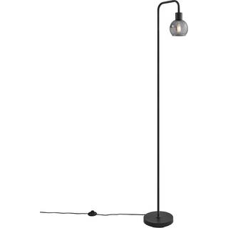 Art Deco gulvlampe sort med røgglas - Vidro