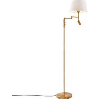 Gulvlampe bronze med hvid skærm og justerbar læselampe - Ladas
