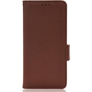 Alcatel 1S (2021) / 3L (2021) PU Litchi Læder Flip Cover m. Pung - Brun