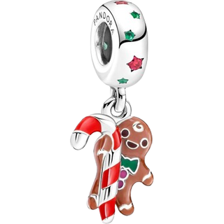 Pandora Gingerbread Man Dangle Charm - Silver - Multi-colour