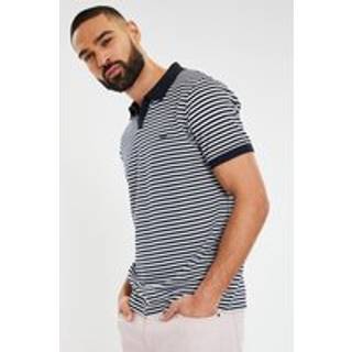 Threadbare Threadbare Blue Stripe Open Neck Collar 100% Cotton Polo Shirt