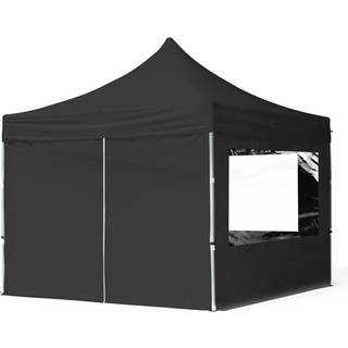3x3m, aluminium, easy-up-pavillon, 4 sidedele, sort - (59016)