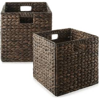 Casafield 12 """" X 12 """" Vandhyacintopbevaringskurve espresso - S?t med 2 sammenfoldelige terningarrang?rer V?vede skraldespande til badev?relset