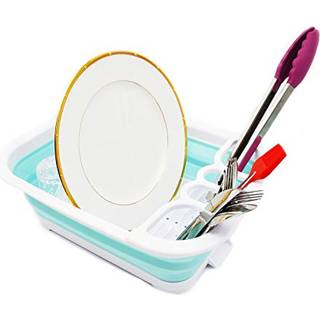 Sammart sammenfoldelig opvaskemaskine med dr?nerplade - sammenfoldelig t?rrestativ s?t - b?rbar middagsservisarrang?r - Rumbesparende k?kkenopbev