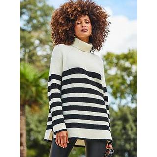 Sosandar Sosandar Cream Stripe Roll Neck Jumper