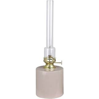 Petroleums lampe / olielampe Strömshaga Rak Stor, beige plade, brænder i messing, Ø100 mm x 300 mm