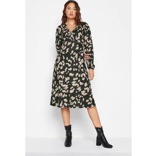 Lts Tall Black & Natural Marking Print Midi Dress 20 Lts | Tall Women's Casual Dresses