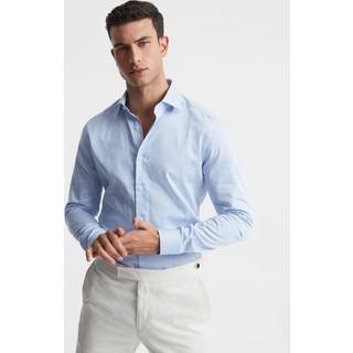 Reiss Reiss Blue Stripe Remote Reg Slim Fit Cotton-Satin Cutaway-Collar Shirt