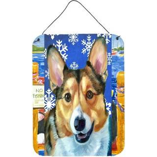 """" Caroline's Treasures LH9588DS1216 Corgi Winter Snowflakes Holiday Wall eller Door Hanging Prints 16 x 12 """" ""Multicolor"" ""
