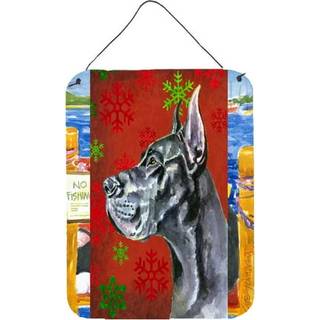"""" Caroline's Treasures LH9578DS1216 Black Great Dane Red Snowflakes Holiday Christmas Wall eller Door Hanging Prints 16 X 12 """" ""Multicolor"" ""