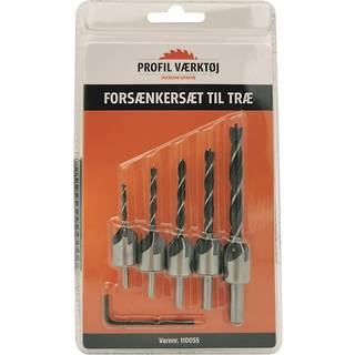 Forsænkersæt t/træ 3-8mm, 5stk