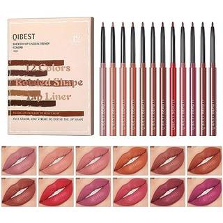 Pakivs 12 farver Matte Lip Liner Set Langt varig Fade Resistant Lip Linere Blyant Vandt?t r?d n?gen Velvet Lipstick Pen H?j pigmenteret l?beforin