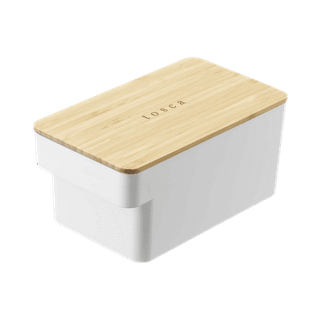Yamazaki Home Butter Case Food Storage Container til køleskab eller bordplade med håndtag og forseglet låg | Plast træ en størrelse hvid