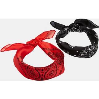 Urban Classics Satin Bandana 2-Pack Black/red