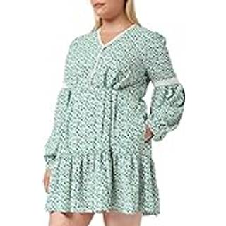 Louche Noomi Mint Blossom Print V Neck Long Sleeve Mini Dress
