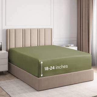 Ekstra dybt fuldt monteret ark - Hotel Luxury Single Fitted Sheet - let passer til 18 tommer til 24 tommer madras - Ultra Soft Wrinkle & Fade Fre