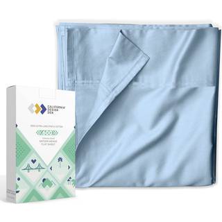 Bl? fladplade Queen St?rrelse - 600 tr?dt?lling 100% Natural Cotton Hotel Luxe 1 Piece Bed Sheet Extra Soft Sateen Weave Top Sheet