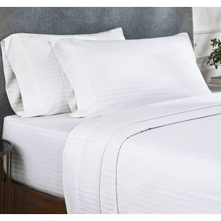 Californien design den stribede ark til fuld størrelse seng blød 100% bomuldsark luksus 400 trådtælling Sateen Deep Pocket Cooling Sheets Set (Wh