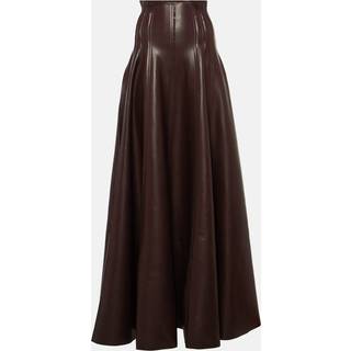 Norma Kamali Grace pleated faux leather maxi skirt - brown - S