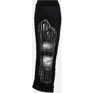 Rick Owens Distressed mohair-blend maxi skirt - black - S
