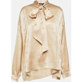 Balenciaga Logo jacquard silk blouse - beige - S