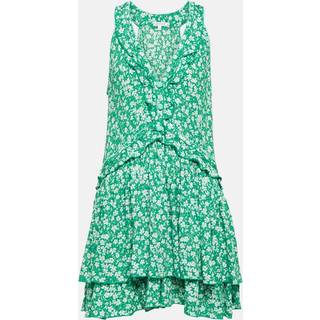 Poupette St Barth Mae floral ruffle-trimmed minidress - green - S