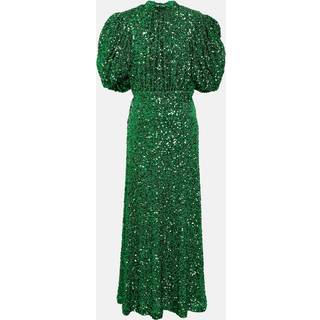 Rotate Sequined puff-sleeve maxi dress - green - XXS