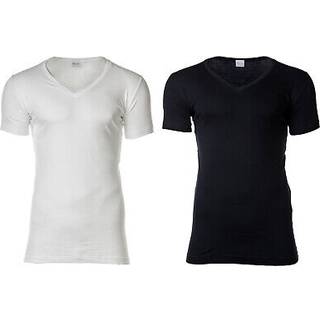 Novila Herren V-Shirt schwarz Ägyptische Baumwolle unifarben Slim Fit