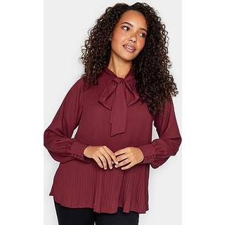 M & Co M & Co Red Pleated Bow Blouse
