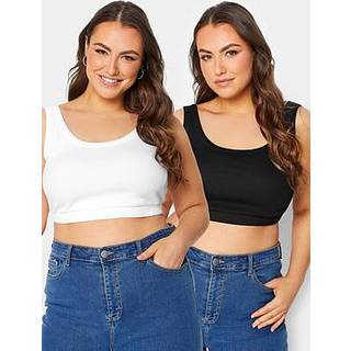 Yours Curve Yours Curve Black Ribbed Crop Tops 2 Pack Bra