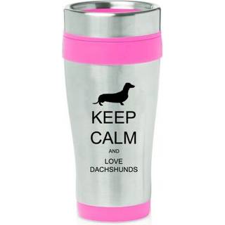 Hot Pink 16oz isoleret rustfrit st?l rejse krus z390 Hold rolig og k?rlighedsdachshunds