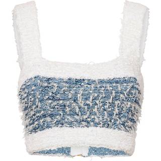 Balmain Tweed denim crop top - multicoloured - L