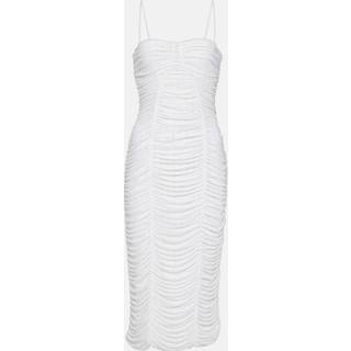 Rotate Ruched mesh midi dress - white - M