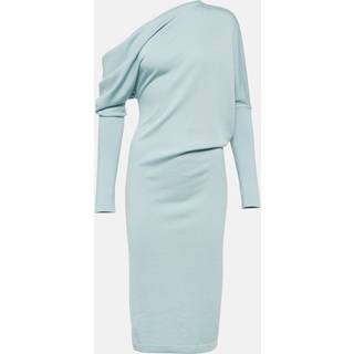 Tom Ford Off-shoulder cashmere-blend midi dress - blue - S